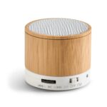 GLASHOW. Coluna de som portátil em bambu com microfone