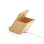 LEAVITT. Suporte para smartphone e porta esferográficas com carregador wireless rápido 10W em bambu - Image 6