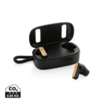 Fones de ouvido RCS de plástico reciclado e bambu TWS