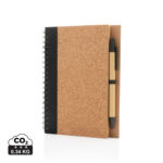 Caderno espiral de cortiça com caneta