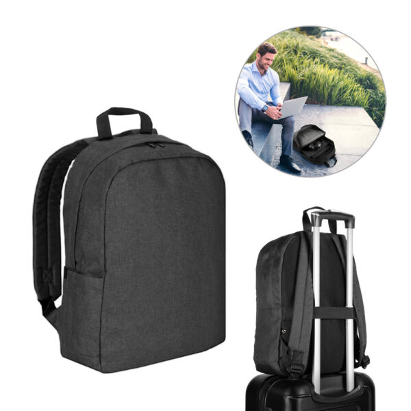 GIJON. Mochila para computador portátil em poliéster reciclado 600D de alta densidade e forro em poliéster reciclado 210D