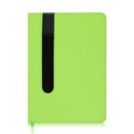 Bloco de notas A5, com capa em PU e porta-esferográfica Lucky