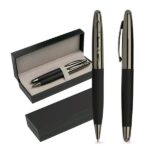 Conjunto de esferográfica e roller em aço inoxidável, estojo de oferta Meruset